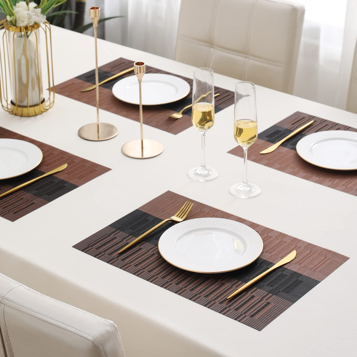 PVC Dining Table Mats, Metalic Brown