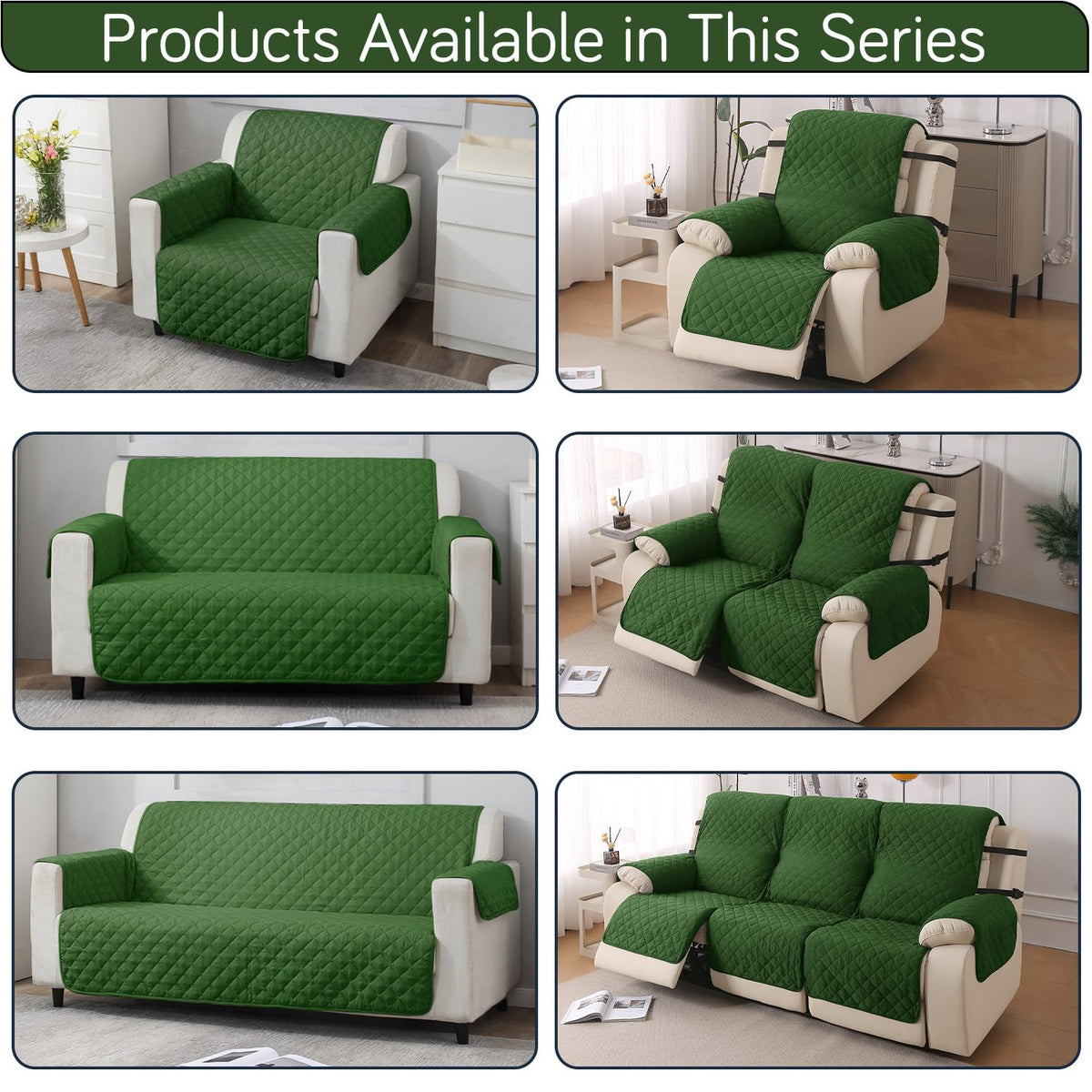 UrbanQuilt Quilted Polyester Sofa Cover Mat Pet Friendly, Forest Green