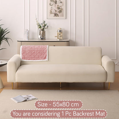 'Italian Caelora' Luxury Jacquard Plush Anti-Slip Sofa Cover Mat - Misty Rose