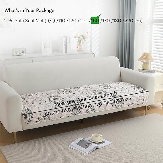 HOKIPO Quilted, Waterproof and Anti-Slip Sofa Cover Mat, Dandelion Anchor Grey