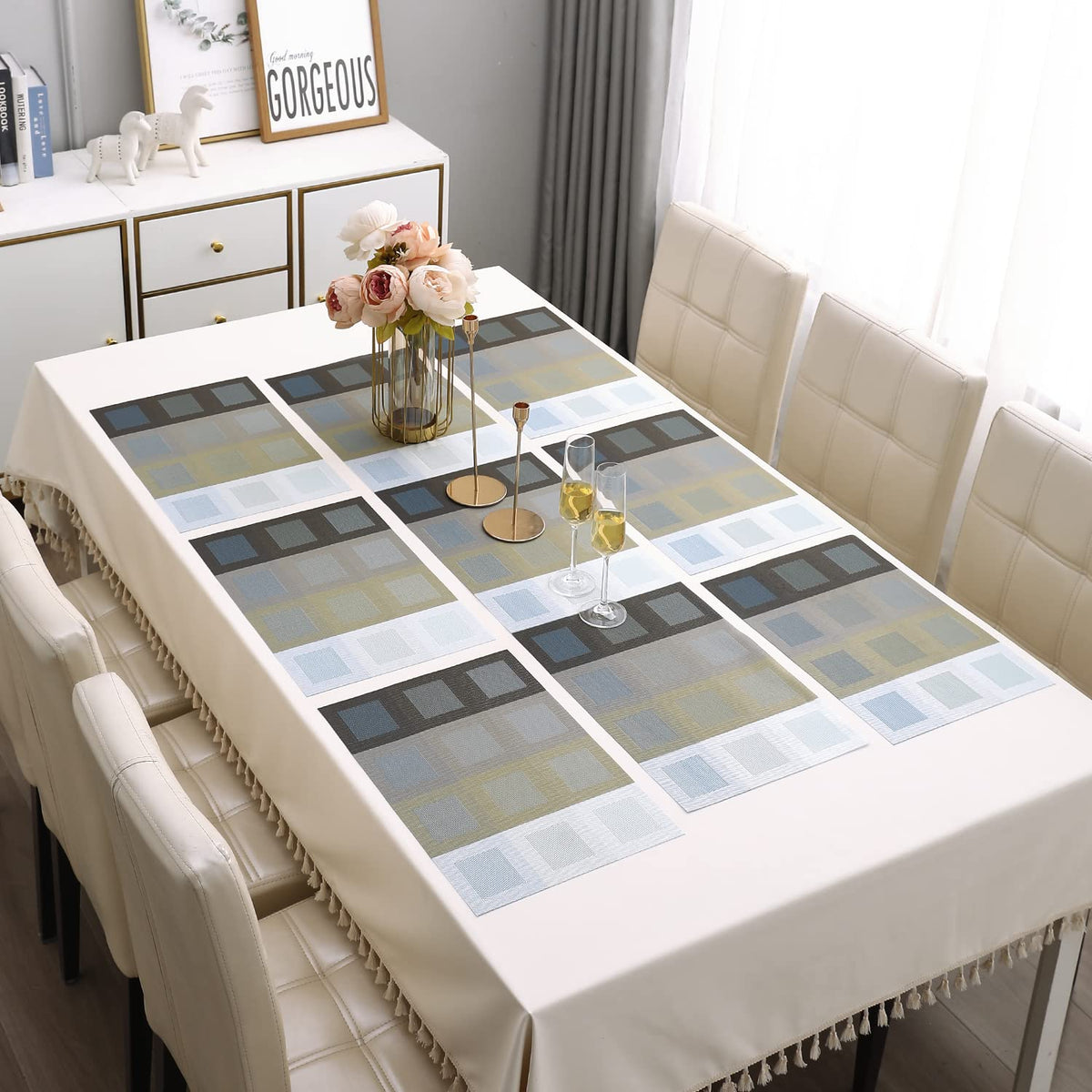 PVC Dining Table Mats, Gradient Blue