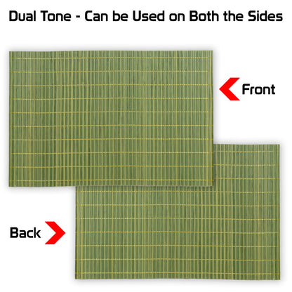Heat Resistant Bamboo Table Mats Set of 6, 45 x 30 cm, Green