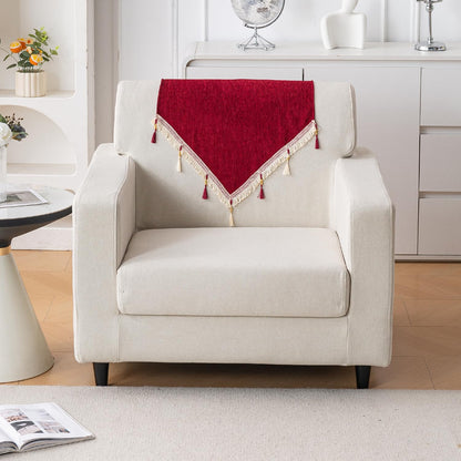 Serenity Tassel Chenille Sofa Cover with Tassel – Crimson Ruby