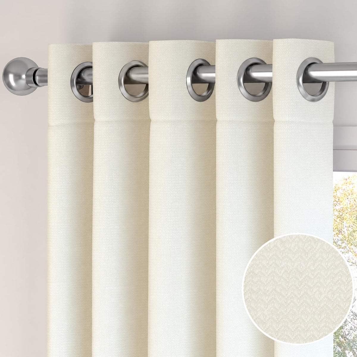 HOKIPO Atmosphere Dimout Curtains, 7 Feet Long - Ivory Cream - image 7