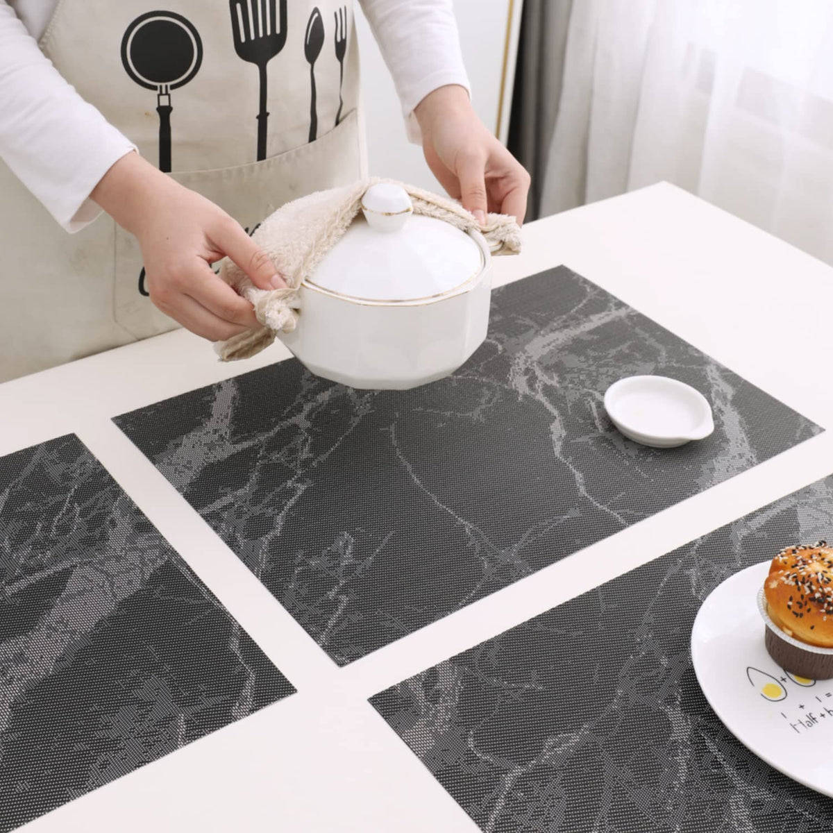 PVC Dining Table Mats, Black