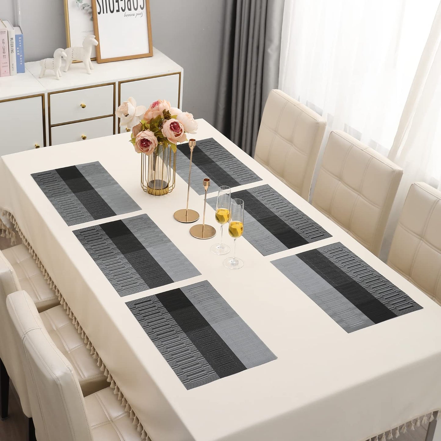 PVC Dining Table Mats, Grey