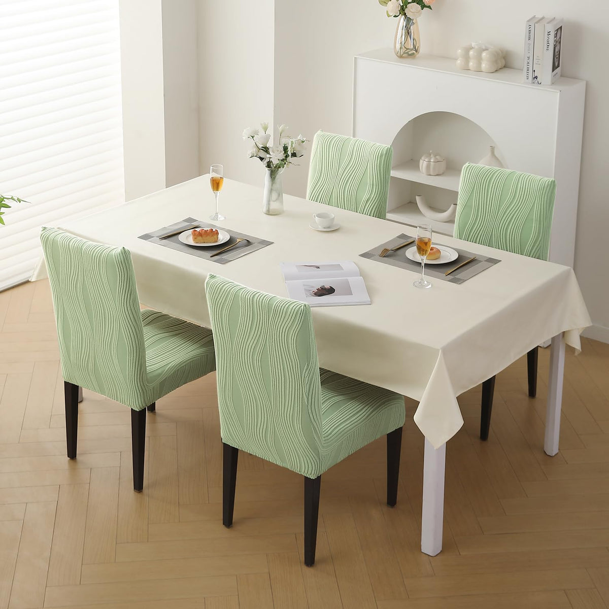 Nestiva Series Stretchable Knitting Jacquard Chair Cover - Pastel Green