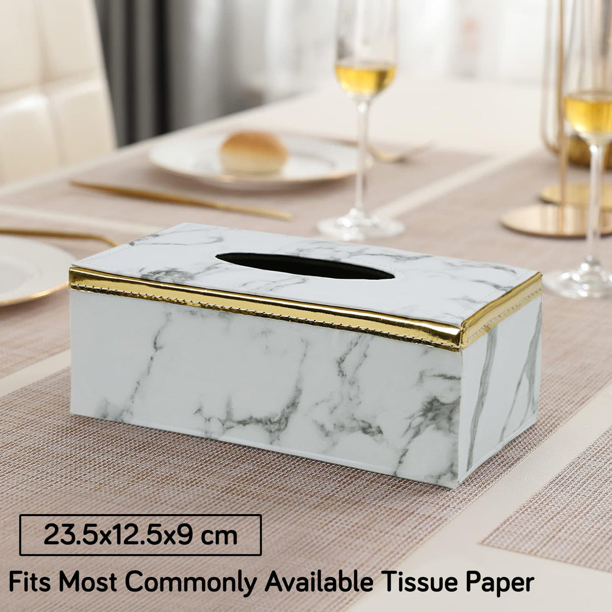 buy white leatherite tissue box | HOKIPO