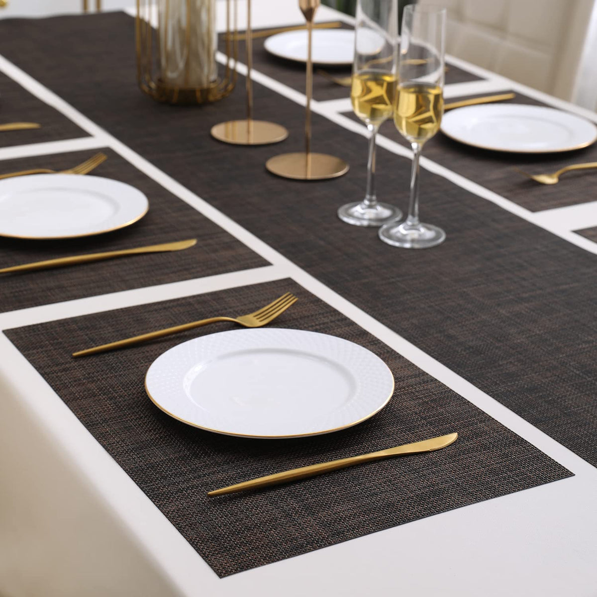 PVC Dining Table Mats, Dark Brown