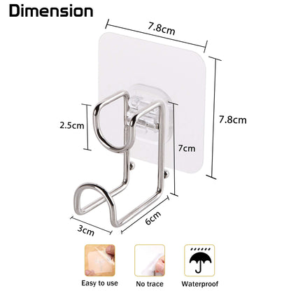 Magic Sticker Series Glass Wall Adhesive L Hooks With Load Capacity 5 Kg Each - Pack Of 1/2/4, Silver