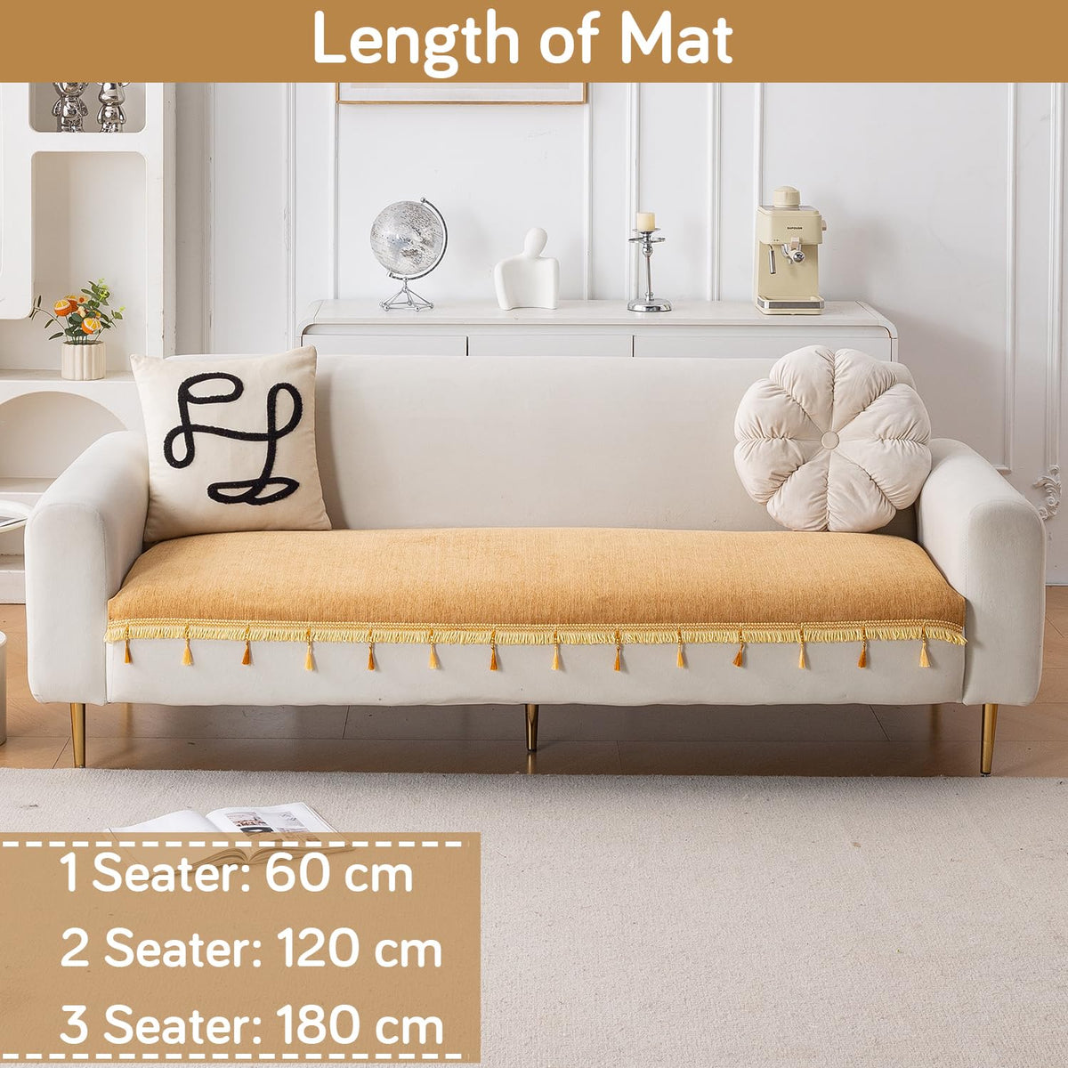Serenity Tassel Chenille Sofa Cover with Tassel – Sunlit Amber