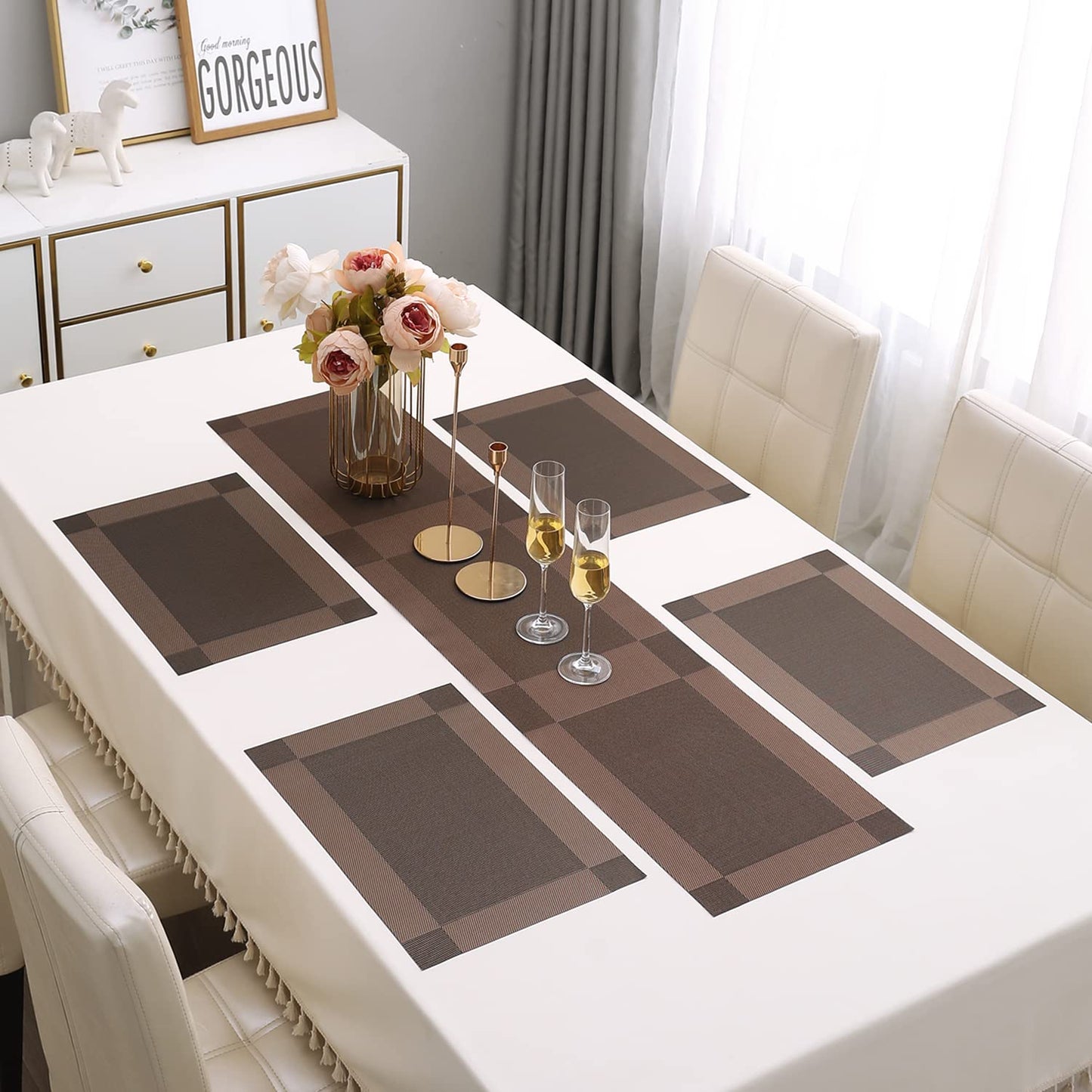 PVC Dining Table Mats, Dark Brown