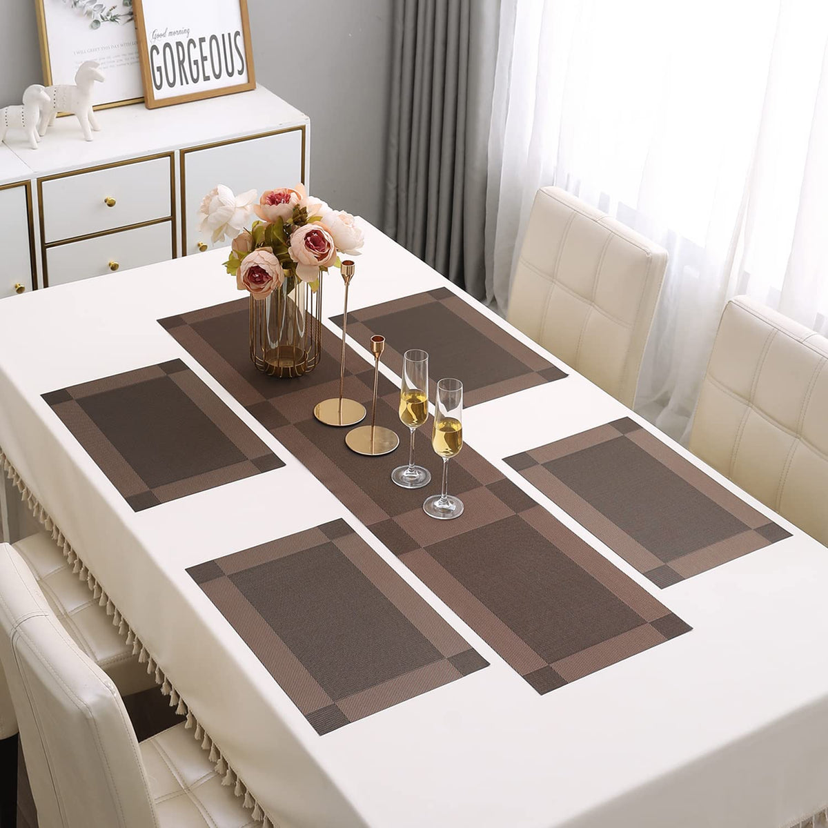 PVC Dining Table Mats, Dark Brown