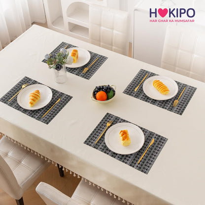 RhombusEcho Washable PVC Mats for Dining Table - Intense Grey