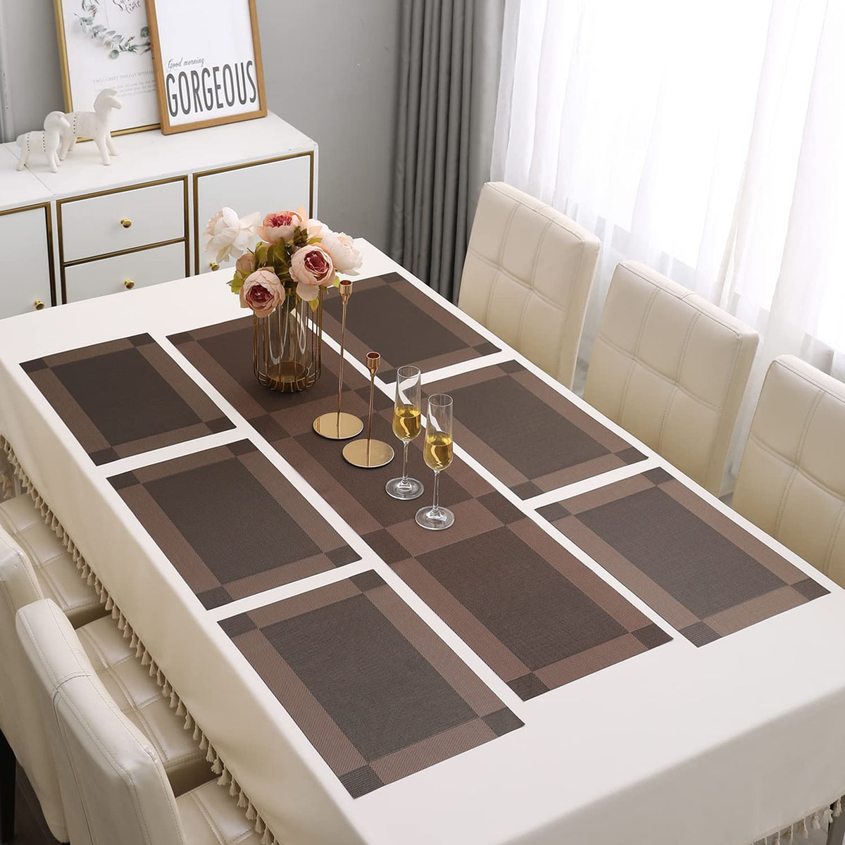 PVC Dining Table Mats, Dark Brown