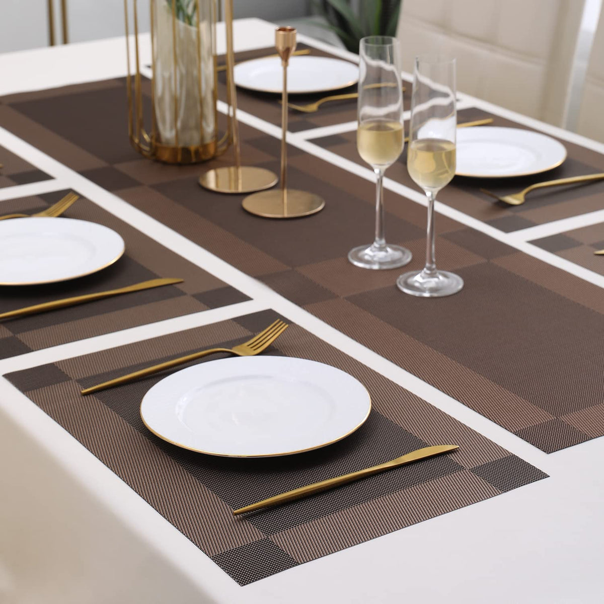 PVC Dining Table Mats, Dark Brown