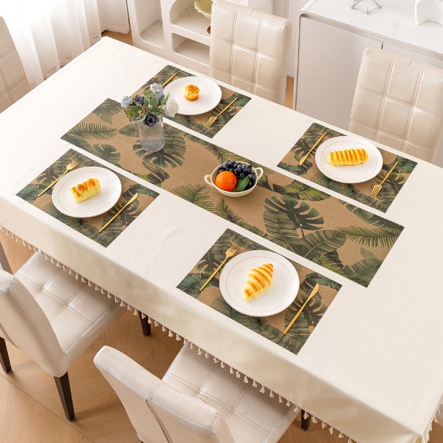 Botanical Tropic PVC Mats for Dining Table - Palm Leaves