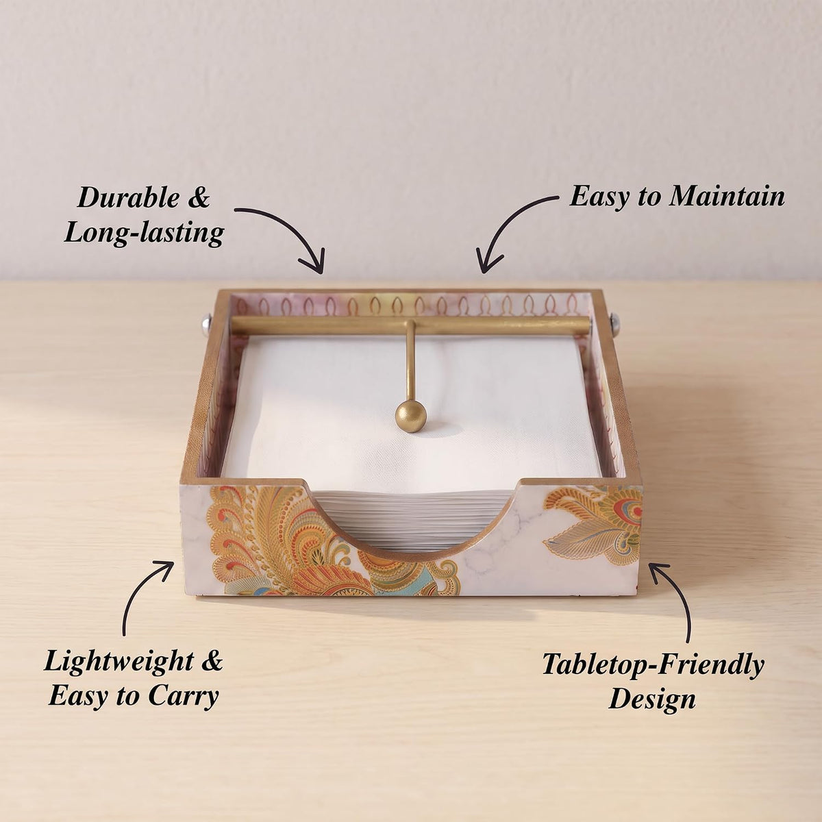 HOKIPO Napkin Holder for Dining Table, Engineered Wood, Mayur Mahal - image 6