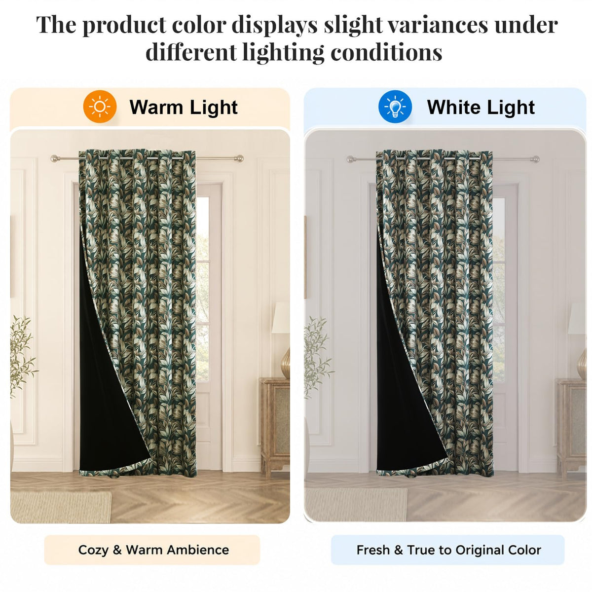 HOKIPO Shade Garden Curtains, 7 Feet Long - Silver Leaf Teal Blue - image 6