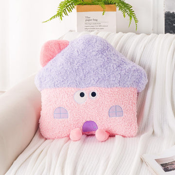HOKIPO Mushroom House Shaped Cushion for Kids Room & Nursery, 46 cm, Pink