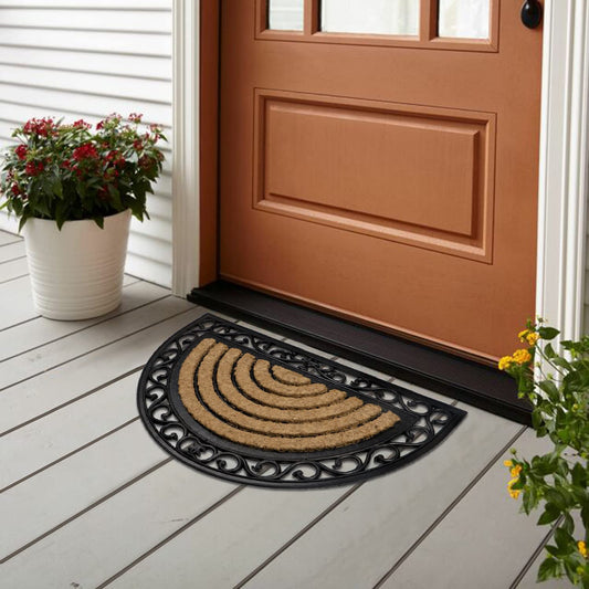 Outdoor Rubber Coir Grill Doormat, Semi-Circle, 45x75 cm