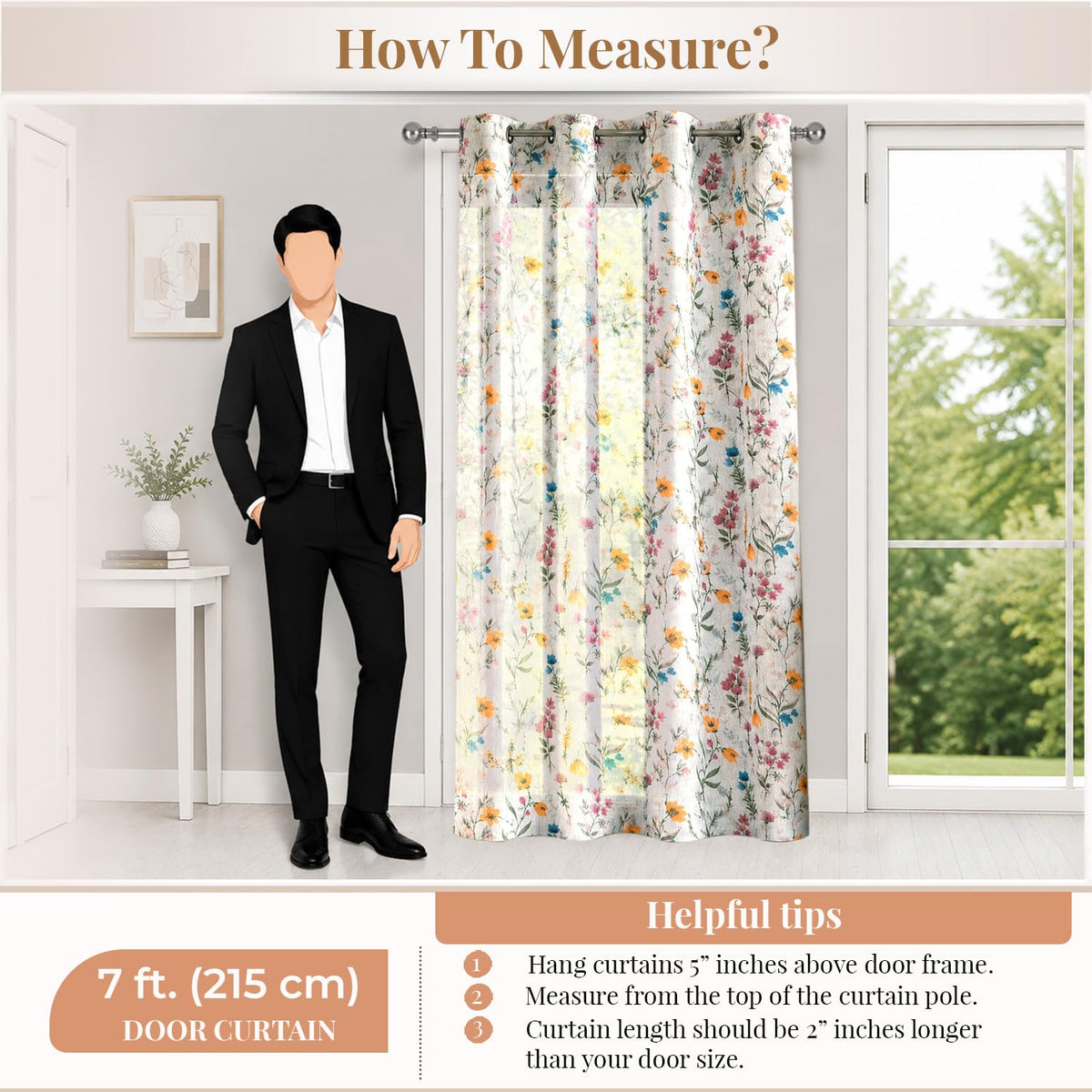 HOKIPO Petals & Poetry Sheer Curtains, 7 Feet Long - Wildflower Mist - image 7