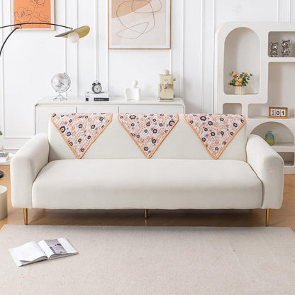 Printed Quilted Sofa Cover Mats,Light Peach Candytuft