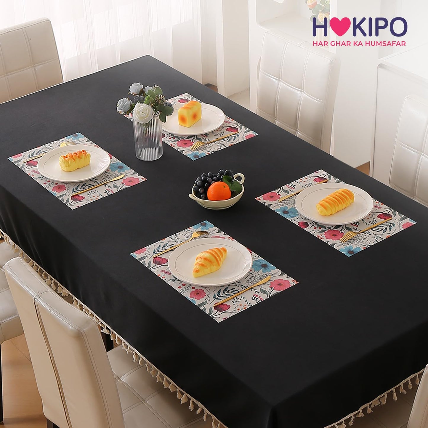 Artistic Flora PVC Washable Mats for Dining Table - Cosmos