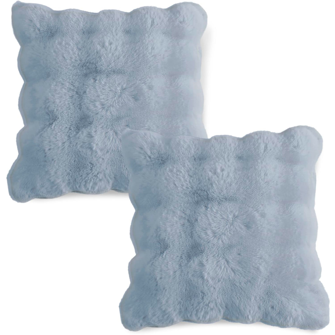 Buy cute Charm Blue colour Zippered faux rabbit fur Pillow Covers