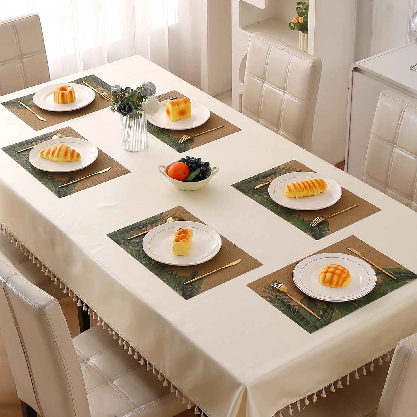 Botanical Tropic PVC Mats for Dining Table - Bird of Paradise Leaves