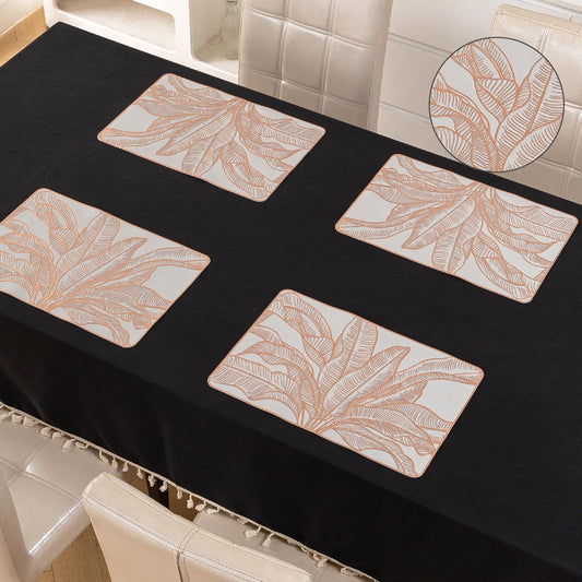 Metallic Glow Shining Mats for Dining Table, Paradise Arch Leaves - Rose Gold