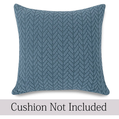 HOKIPO Jacquard Pack of 2 Sofa Cushion Cover 18x18 Inches, Dark Blue