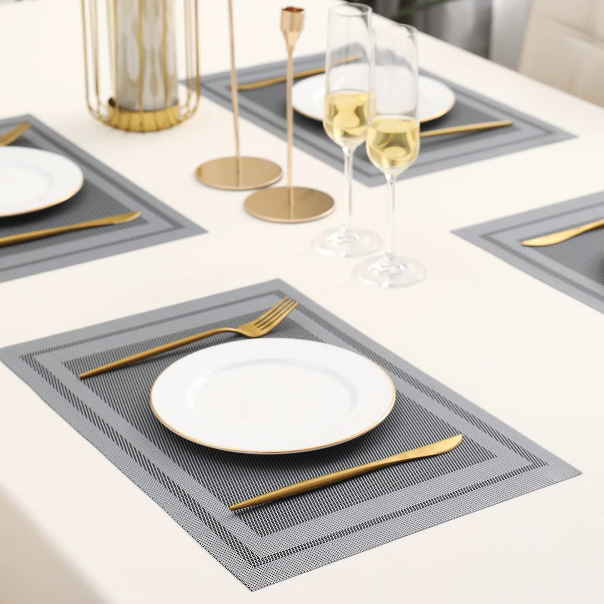 PVC Dining Table Mats, Grey