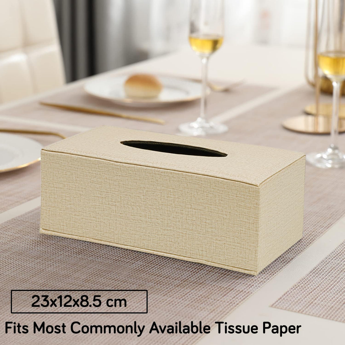 buy matt beige faux leather tissue paper holder | HOKIPO