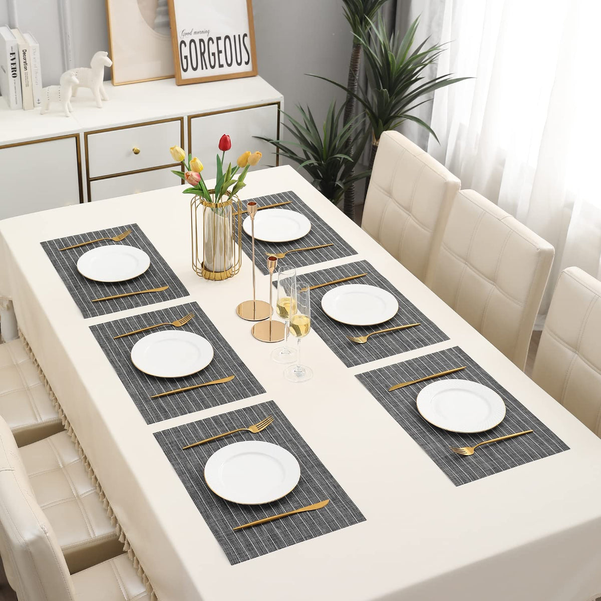 PVC Dining Table Mats, Grey