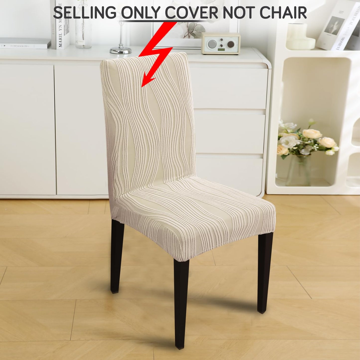 Nestiva Series Stretchable Knitting Jacquard Chair Cover - Skimmed Cream