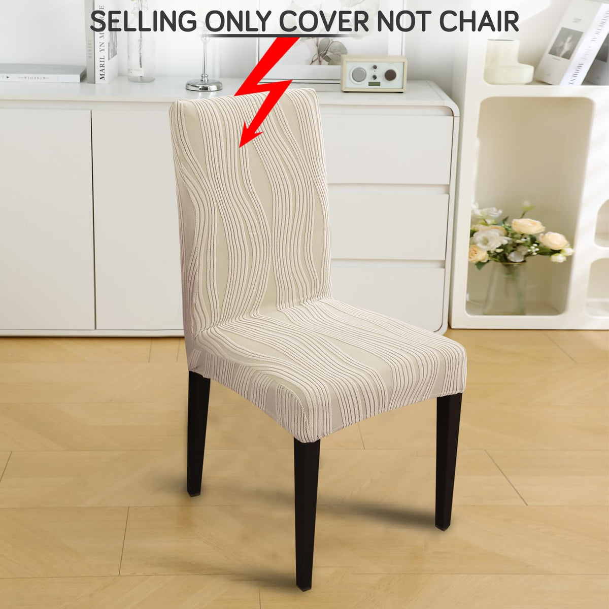 Nestiva Series Stretchable Knitting Jacquard Chair Cover - Skimmed Cream