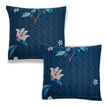 Elastic Stretchable Printed Sofa Cover and Cushion Cover, Blue Mixed Flowers