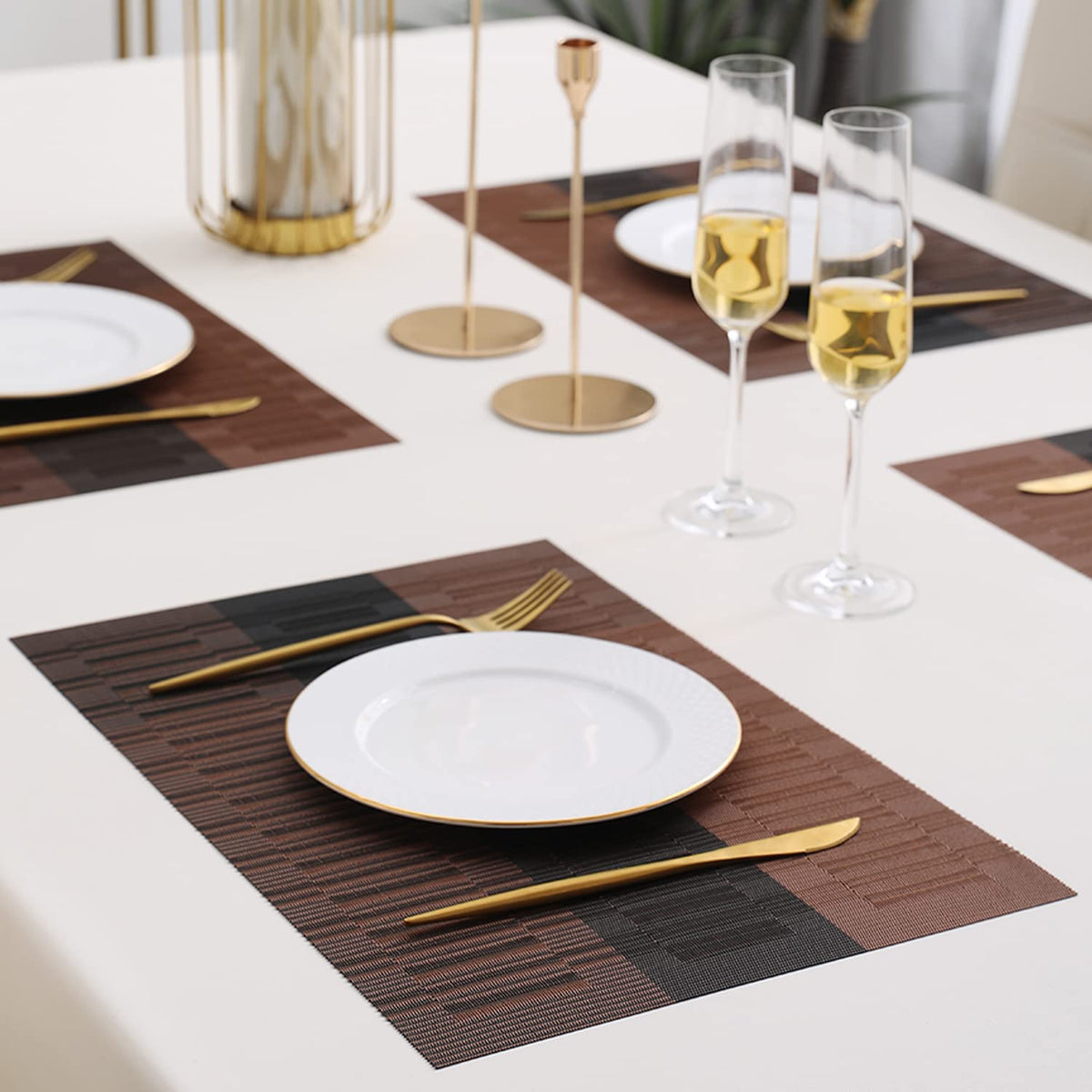 PVC Dining Table Mats, Metalic Brown