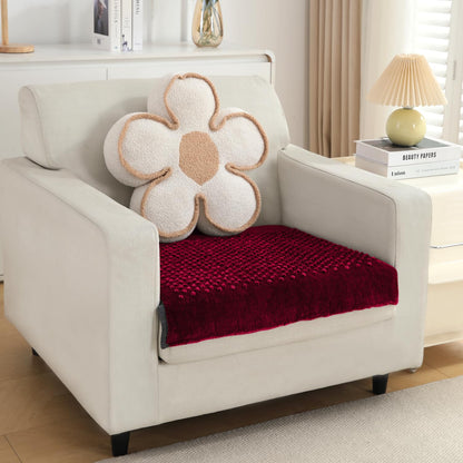 Handloom Made Thick Poly Velvet Reversible Sofa Mat, Maroon