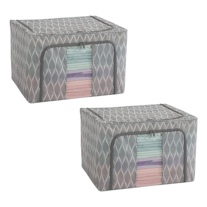 Sturdy, Stackable and Moisture Resistant Non-Woven Cloth Organiser for Storage, Grey