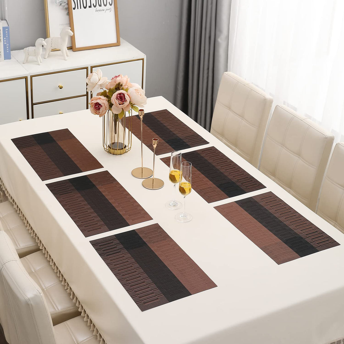 PVC Dining Table Mats, Metalic Brown