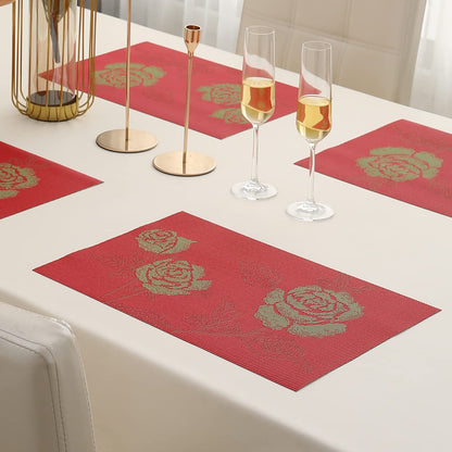 PVC Dining Table Mats, Crimson Red