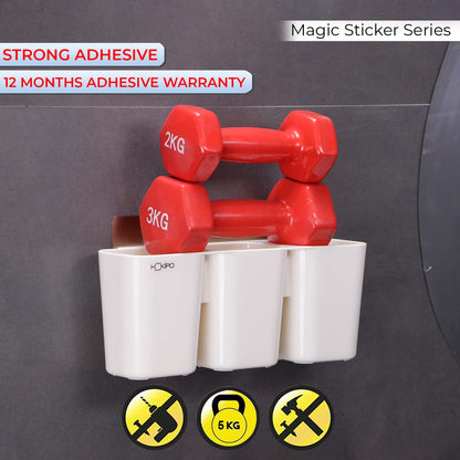 Magic Sticker Series Self-Adhesive Wall Mounted Cutlery Holder For Kitchen (White, Plastic), Floating Shelves, Standard