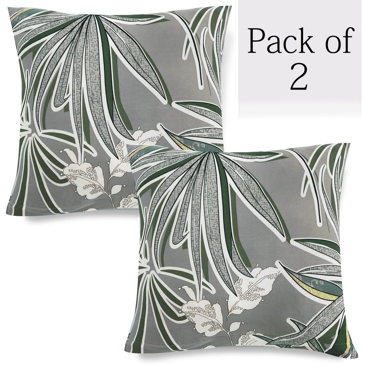Frost Grey Marginata Printed 16 by 16 zippered square sofa cushion covers Set of 2