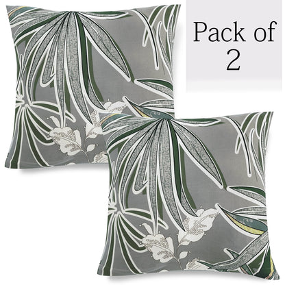 Stretchable Pack of 2 Cushion Cover 16x16, Frost Grey Marginata