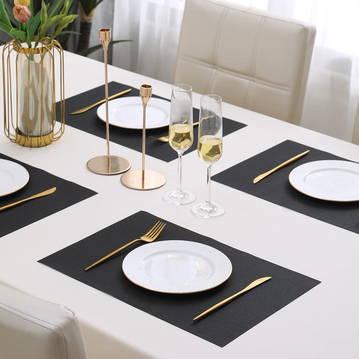 PVC Dining Table Mats, Jet Black