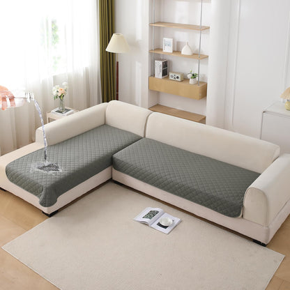 HOKIPO Waterproof Quilted Quick Dry L Shape Sofa Seat Cover Mat, Light Grey