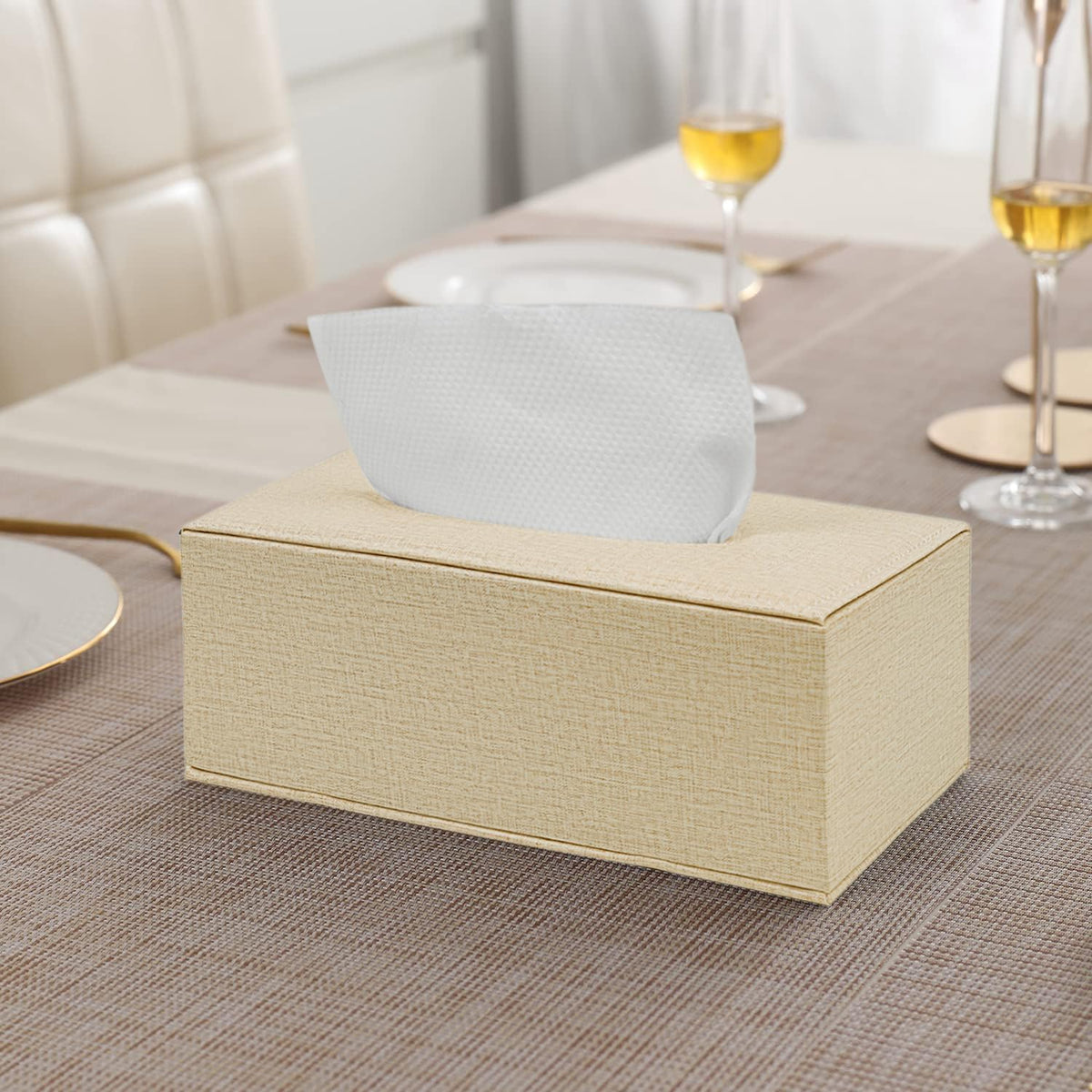 buy premium matt beige faux leather tissue papre box at online | HOKIPO