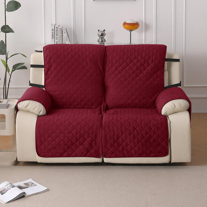 UrbanQuilt Recliner Sofa Slipcover Mat with Dual Belt for 1/2/3 Seater - Maroon
